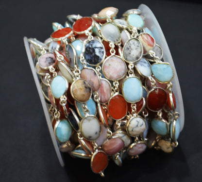 Multi Mix Opal Faceted Free Form Shape Connector Chain , 15 - 20 mm , RB-6283