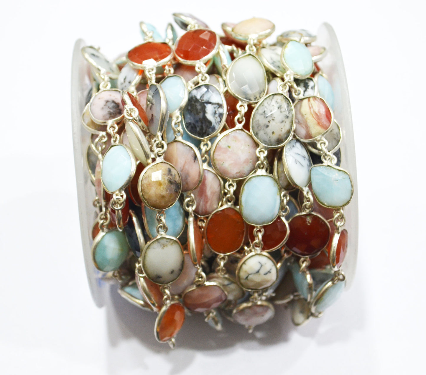 Multi Mix Opal Faceted Free Form Shape Connector Chain , 15 - 20 mm , RB-6283