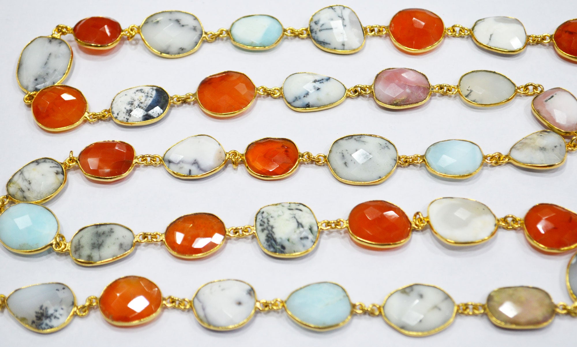 Multi Mix Opal Faceted Free Form Shape Connector Chain , 15 - 20 mm , RB-6283
