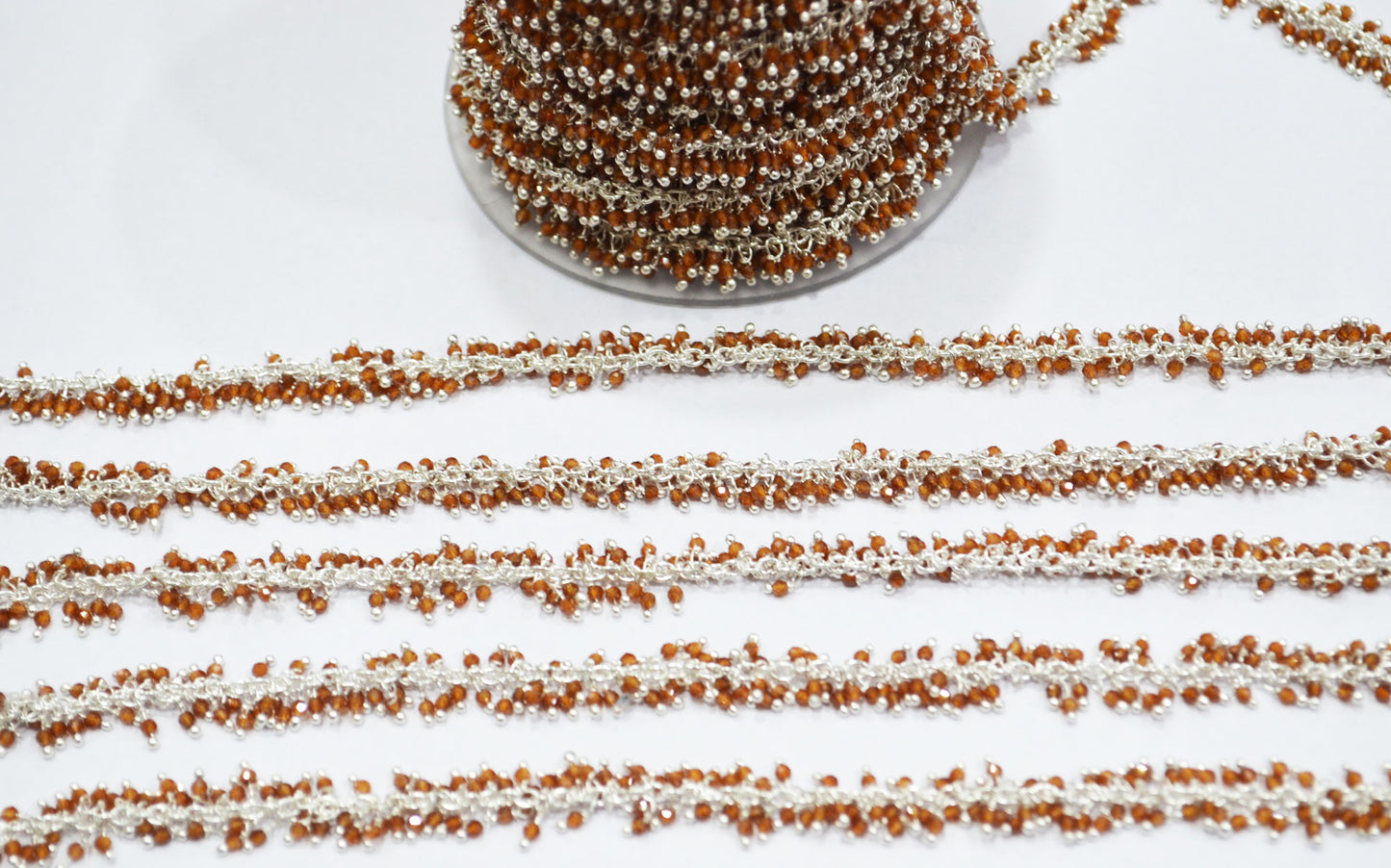 Hessonite Faceted Rondelle Shape Grape Chain , 2 mm , RB-6286