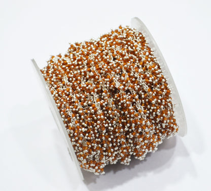 Hessonite Faceted Rondelle Shape Grape Chain , 2 mm , RB-6286