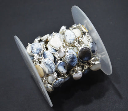 Dendrite Opal Smooth Slice Shape Connector Chain , 9 - 13 mm , RB-6287