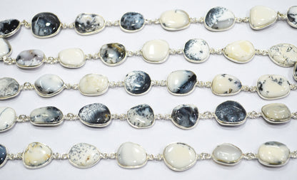 Dendrite Opal Smooth Slice Shape Connector Chain , 13 - 17 mm , RB-6288