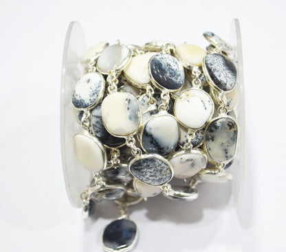 Dendrite Opal Smooth Slice Shape Connector Chain , 13 - 17 mm , RB-6288