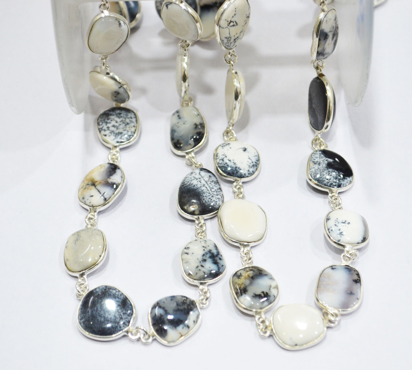 Dendrite Opal Smooth Slice Shape Connector Chain , 13 - 17 mm , RB-6288