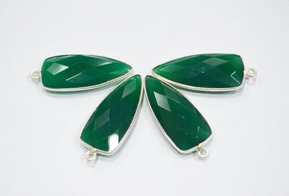 Green Onyx Faceted Arrowhead Shape Single Bail Connector , Sold By Piece , 12x28 mm , RB-6301