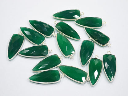 Green Onyx Faceted Arrowhead Shape Single Bail Connector , Sold By Piece , 12x28 mm , RB-6301