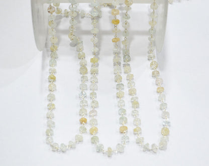 Aquamarine Smooth Tyre Shape Rosary Beaded Chain , 5 mm , RB-6304