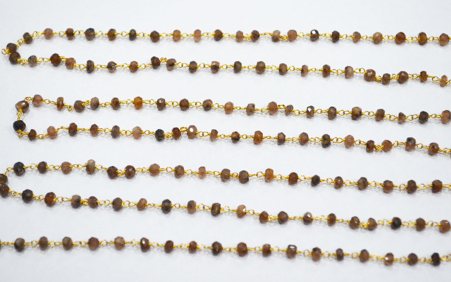 Natural Andusalite Faceted Rondelle Shape Rosary Beaded Chain , Sold By Foot , 3.50 - 4 mm , RB-6306