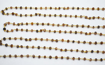 Natural Andusalite Faceted Rondelle Shape Rosary Beaded Chain , Sold By Foot , 3.50 - 4 mm , RB-6306