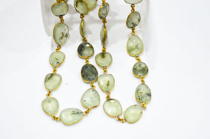 Moss Prehnite Slice Shape Connector Chain , 14 - 19 mm , RB-6329