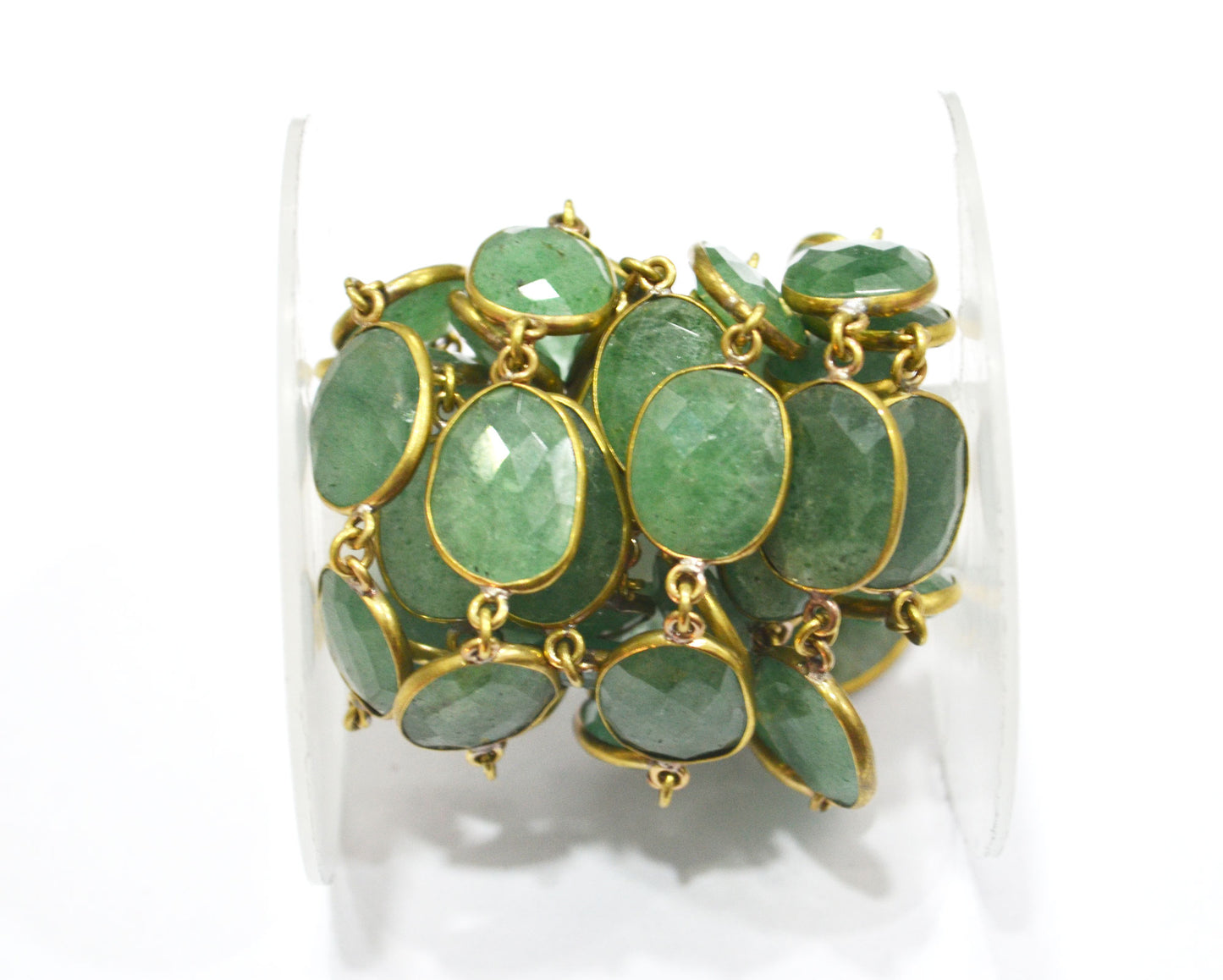 Green Strawberry Rock Quartz Slice Shape Connector Chain , 18 - 21 mm , RB-6331