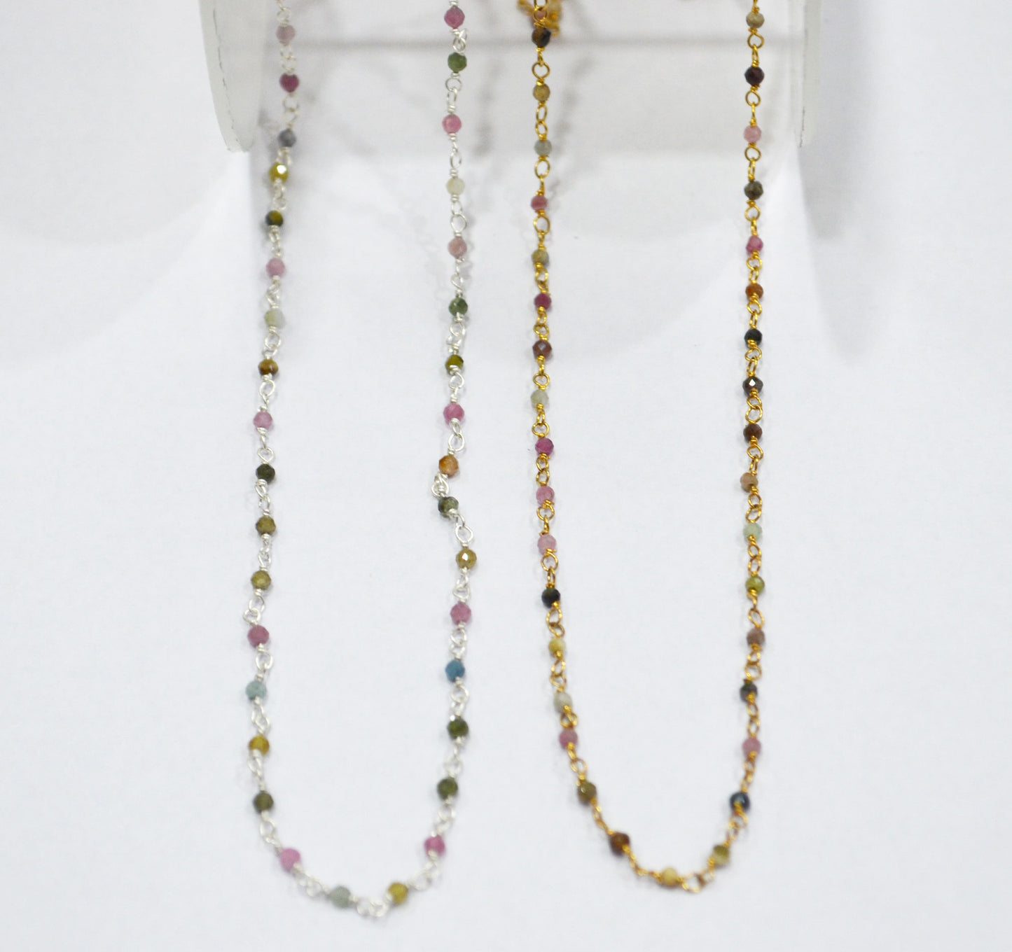 Multi Tourmaline Faceted Round Shape Rosary Beaded Chain , Sold By Foot , 2 mm , RB-6336