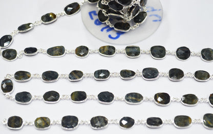 Black Iron Tiger Eye Slice Shape Connector Chain , 11 - 14 mm , RB-6340