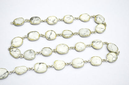 Natural Howlite Faceted Slice Shape Connector Chain , 11x14 - 13x17 mm , RB-6314