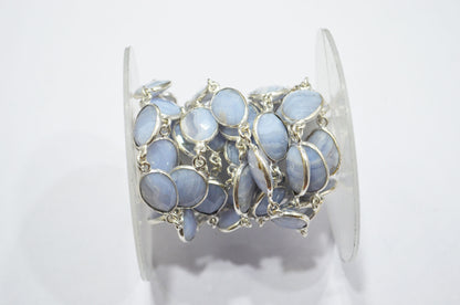 Blue Lace Agate Slice Shape Connector Chain , 10 - 14 mm , RB-6342