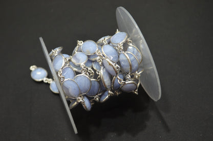 Blue Lace Agate Slice Shape Connector Chain , 10 - 14 mm , RB-6342