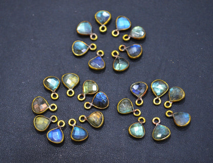 Labradorite Faceted Heart Shape Connector , Sold By Piece , 8 mm , RB-6343