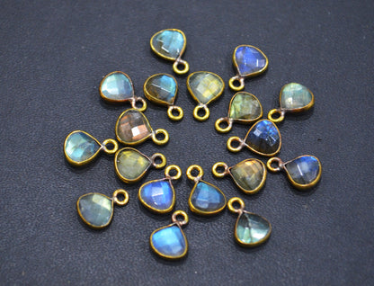 Labradorite Faceted Heart Shape Connector , Sold By Piece , 8 mm , RB-6343