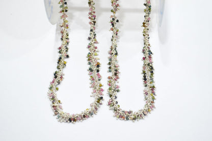 Multi Tourmaline Faceted Round Shape Grape Chain , Multi Tourmaline Angoori Cluster Wire Wrapped Chain , 2 mm , RB-6344