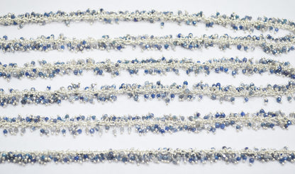 Silverite Grey Moonstone Faceted Round Shape Grape Chain , Silverite Grey Moonstone Angoori Cluster Wire Wrapped Chain , 2 mm , RB-6347