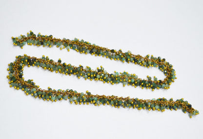 Emerald Faceted Round Shape Grape Chain , Emerald Angoori Cluster Wire Wrapped Chain , 2 mm , RB-6348