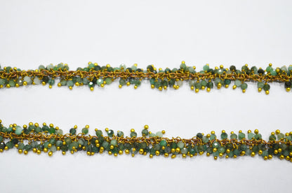 Emerald Faceted Round Shape Grape Chain , Emerald Angoori Cluster Wire Wrapped Chain , 2 mm , RB-6348
