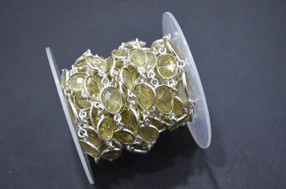 Rock Lemon Quartz Slice Shape Connector Chain , 14 - 18 mm , RB-6352