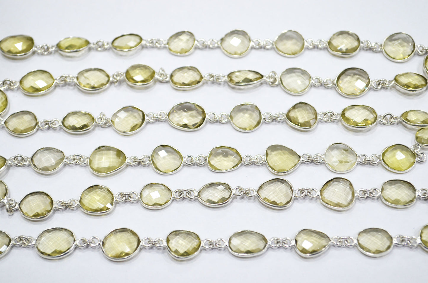 Rock Lemon Quartz Slice Shape Connector Chain , 14 - 18 mm , RB-6352