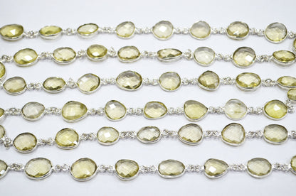 Rock Lemon Quartz Slice Shape Connector Chain , 14 - 18 mm , RB-6352