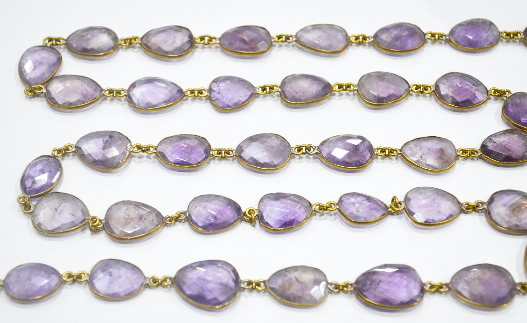 African Webster Amethyst Faceted Slice Shape Connector Chain , 14 - 20 mm , RB-6369