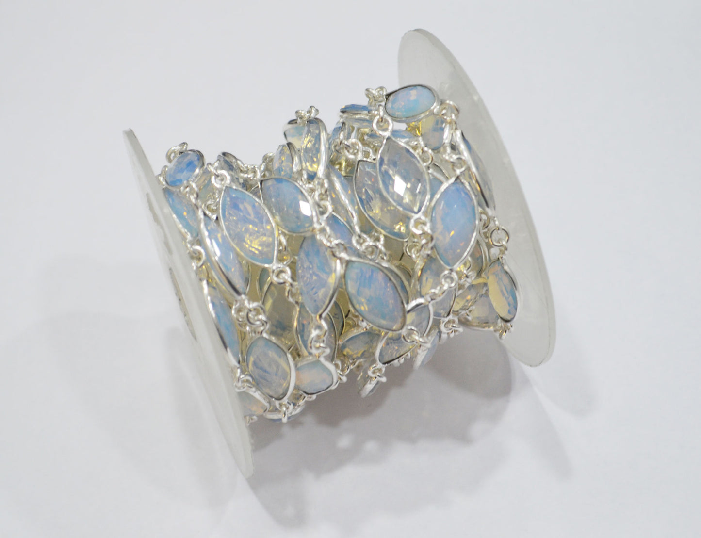 Opalite Hydro Glass Faceted Marquise Shape Connector Chain , 9x15 mm , RB-6379