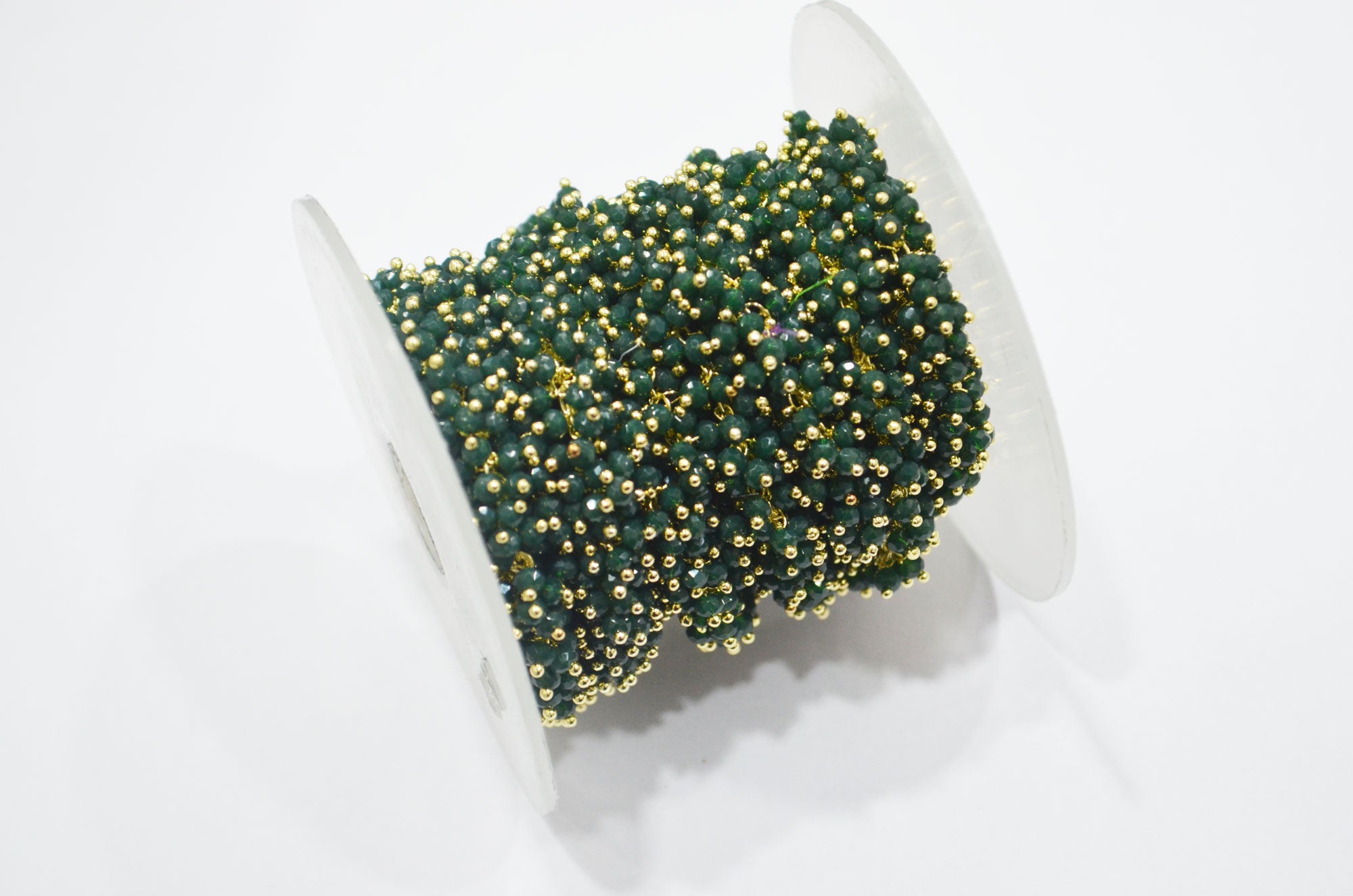 Chrome Green Hydro Quartz Faceted Rondelle Shape Grape Chain , 2.50 mm , RB-6388
