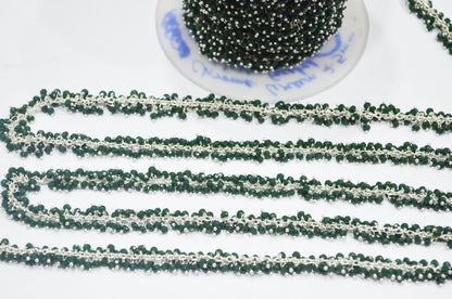 Chrome Green Hydro Quartz Faceted Rondelle Shape Grape Chain , 2.50 mm , RB-6388