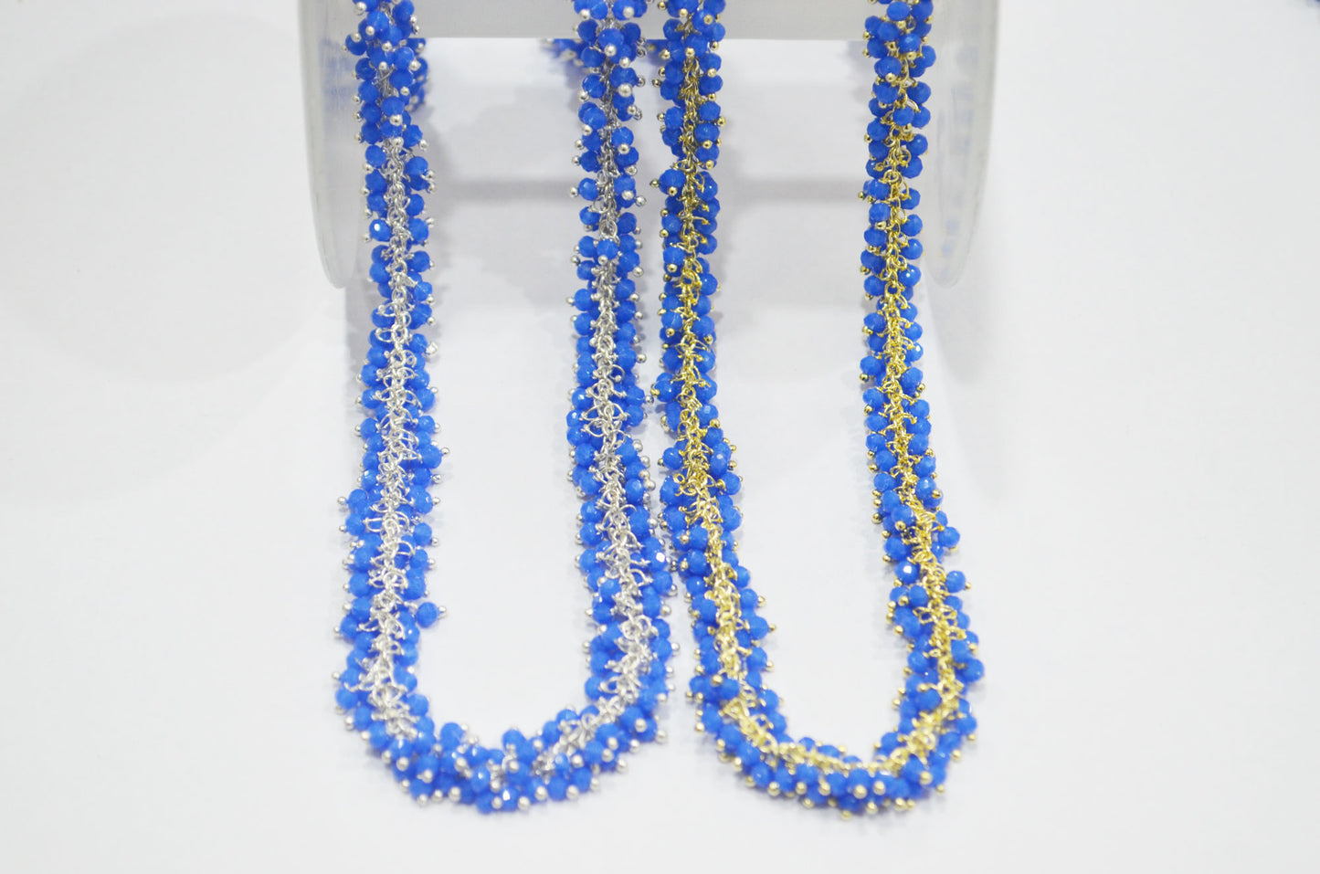 Neon Blue Hydro Quartz Faceted Rondelle Shape Grape Chain , 2.50 mm , RB-6390