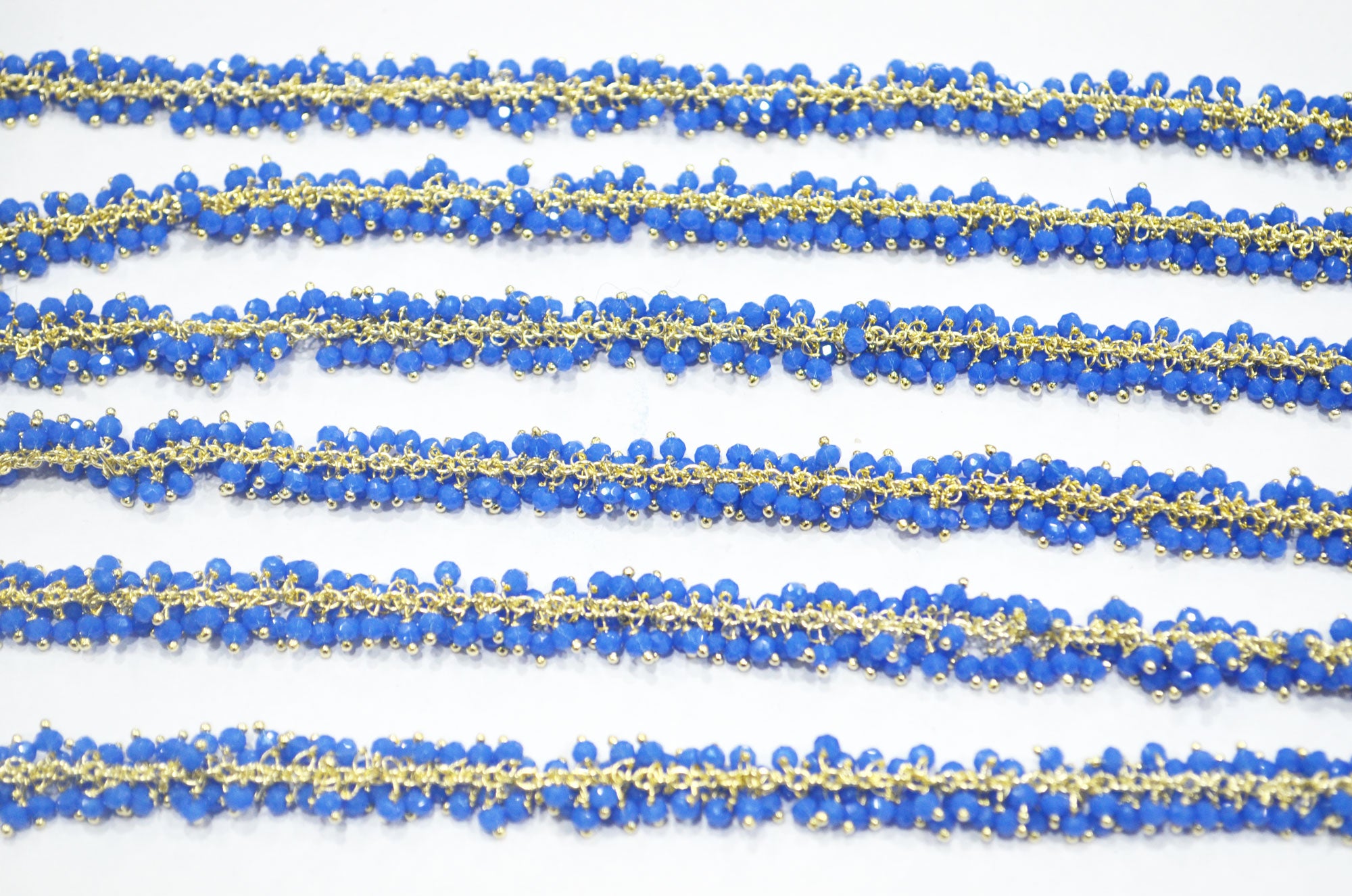 Neon Blue Hydro Quartz Faceted Rondelle Shape Grape Chain , 2.50 mm , RB-6390