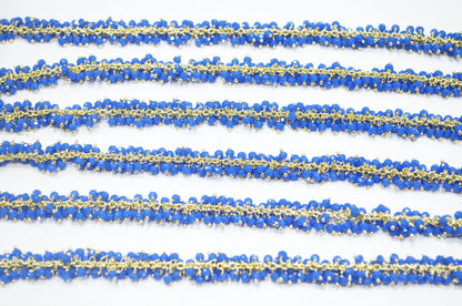 Neon Blue Hydro Quartz Faceted Rondelle Shape Grape Chain , 2.50 mm , RB-6390