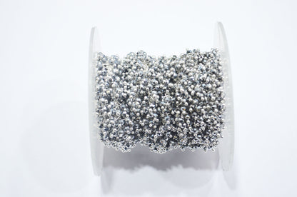 Silver Pyrite Hydro Quartz Faceted Rondelle Shape Grape Chain , 2.50 mm , RB-6392