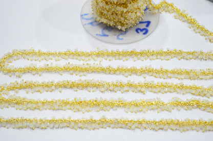 White Chalcedony Hydro Quartz Faceted Rondelle Shape Grape Chain , 2.50 mm , RB-6393