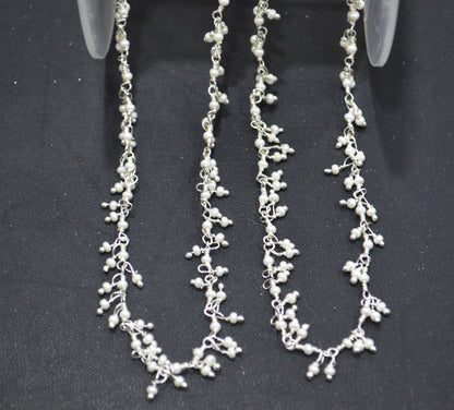 Pearl Hydro Quartz Smooth Rondelle Shape Grape Chain , Pearl Hydro Quartz Dangling Wire Wrapped Chain , 2.50 mm , RB-6394