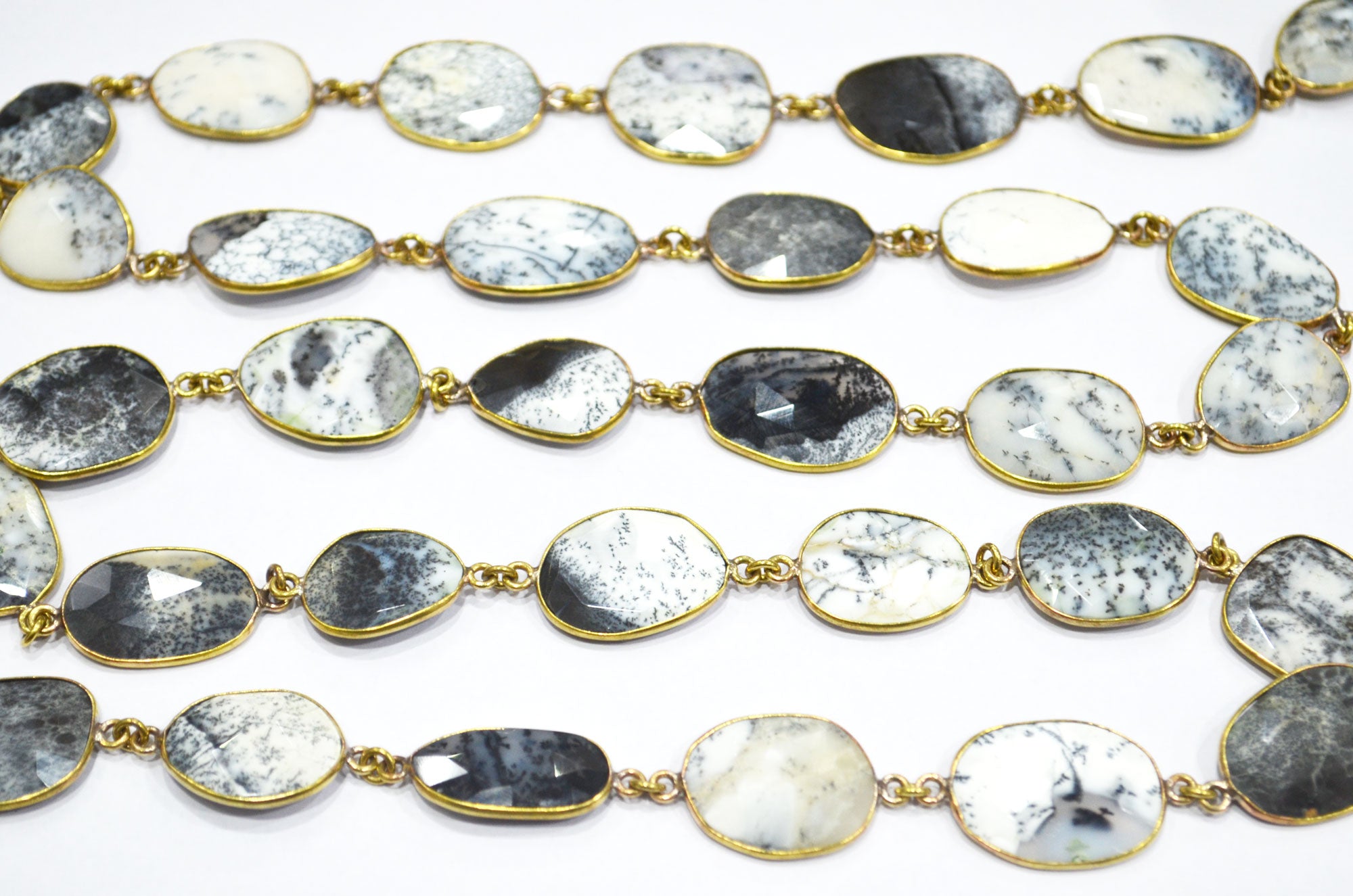 Dendrite Opal Slice Shape Connector Chain , 18 - 25 mm , RB-6397