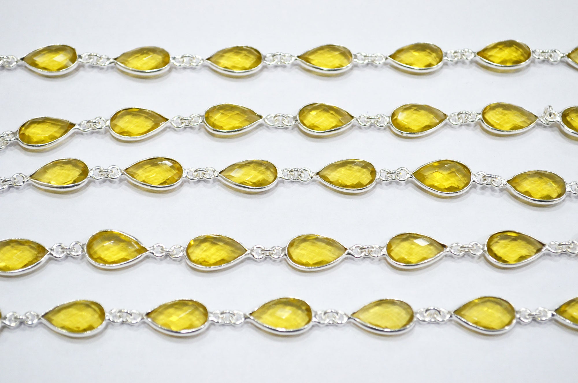 Citrine Hydro Glass Pear Shape Connector Chain , 8x13 mm , RB-6398