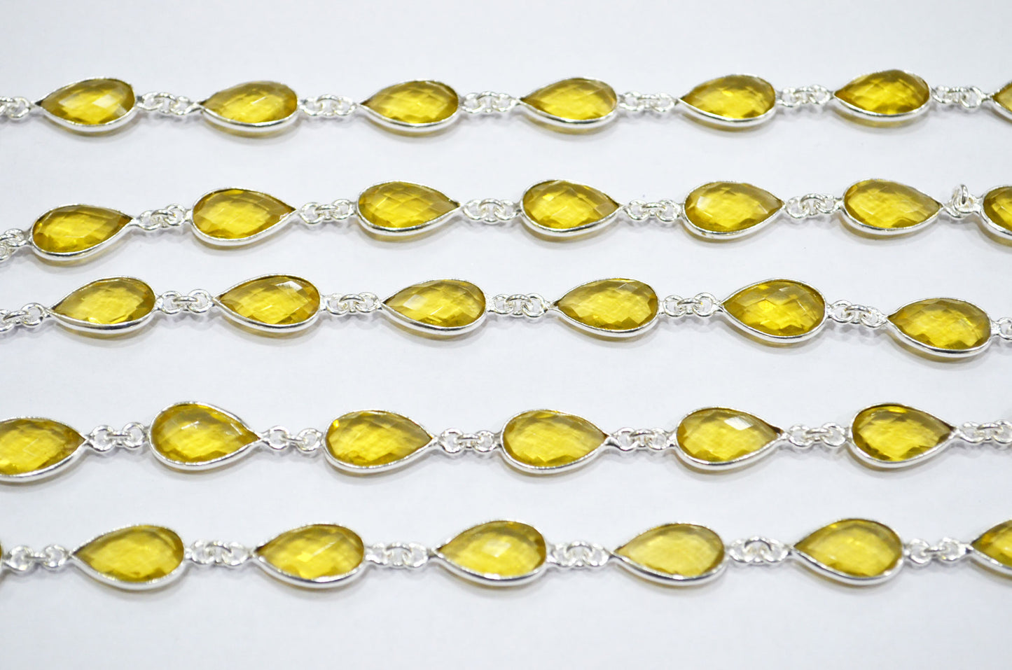 Citrine Hydro Glass Pear Shape Connector Chain , 8x13 mm , RB-6398