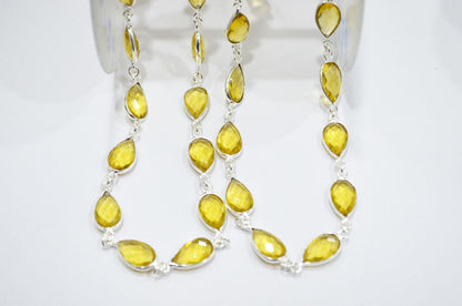 Citrine Hydro Glass Pear Shape Connector Chain , 8x13 mm , RB-6398