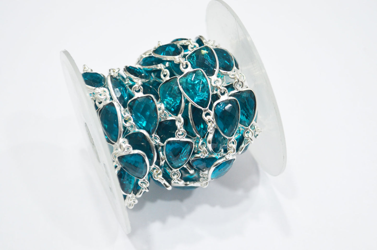 Paraiba Hydro Glass Faceted Trillion Shape Connector Chain , 10x13 mm , RB-6399