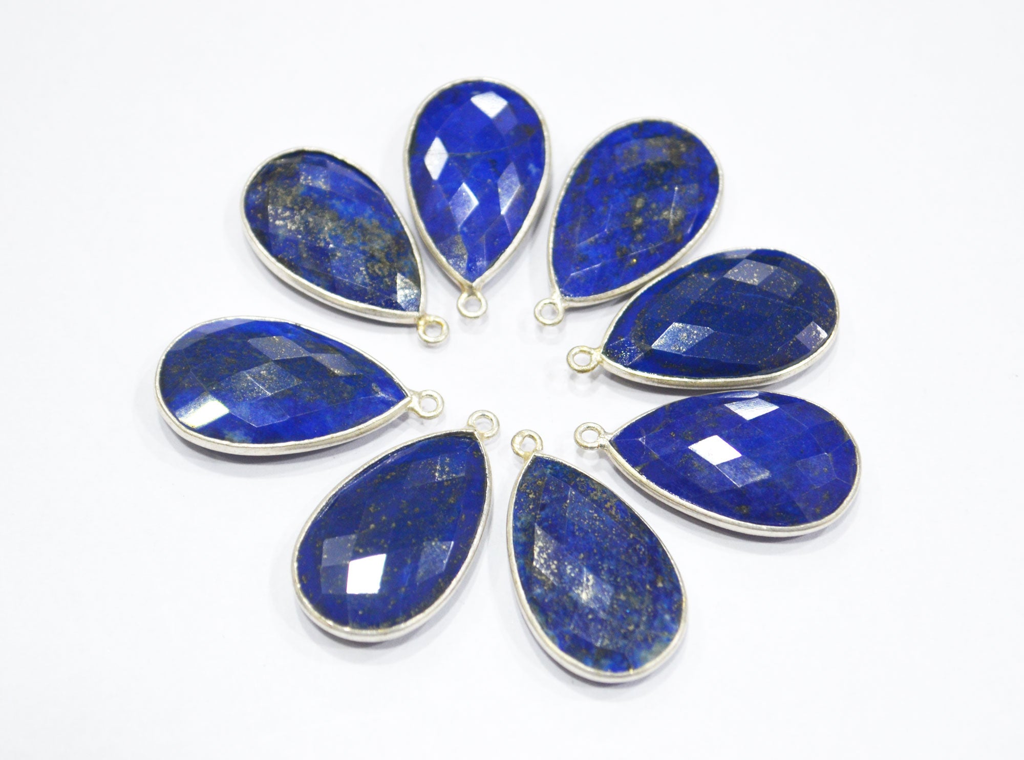 Lapis Lazuli Faceted Pear Shape Connector , Lapis Lazuli Single Bail Bezel Connector , Sold By Piece , 15x27 mm , RB-6402