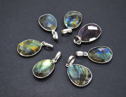 Labradorite Faceted Free Form Shape Pendant , Sold By Piece , Mix Size , RB-6404