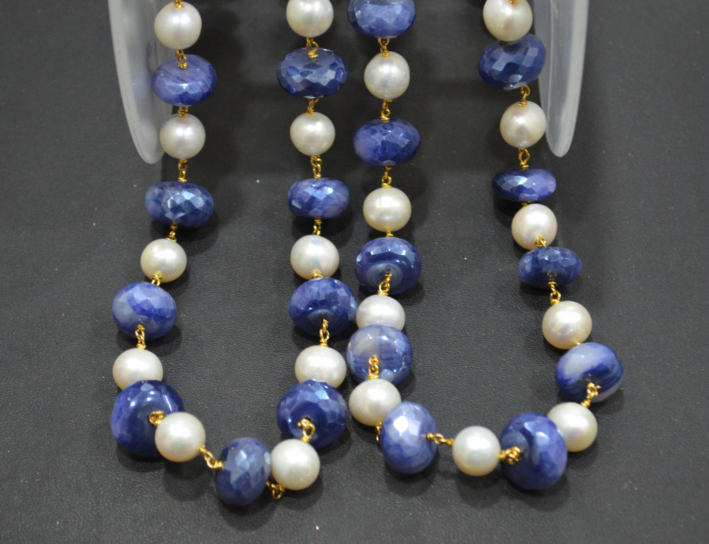 Mystic Sapphire Moonstone Faceted Rondelle Shape Rosary Beaded Chain , 10 - 11 mm , RB-6406