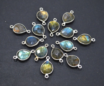 Labradorite Faceted Pear Shape Connector , Sold By Piece , 10x12 mm , RB-6410
