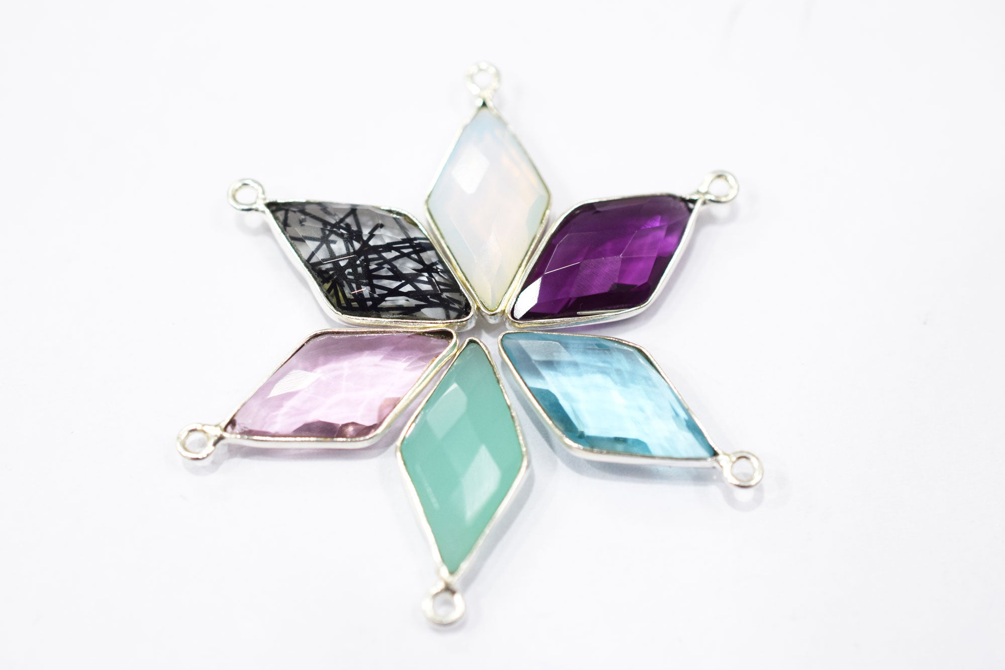 Multi Color Hydro Glass Faceted Diamond Shape Connector , Sold By Piece , 11x22 mm , RB-6453A